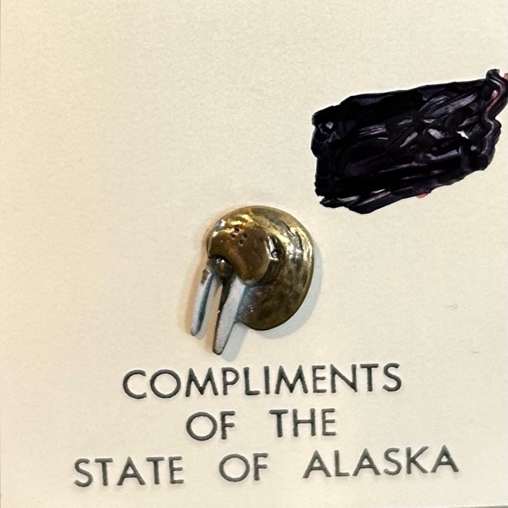 Lot of 4 Compliments of the State of Alaska Walrus Tac Lapel Pins w/Card Vintage